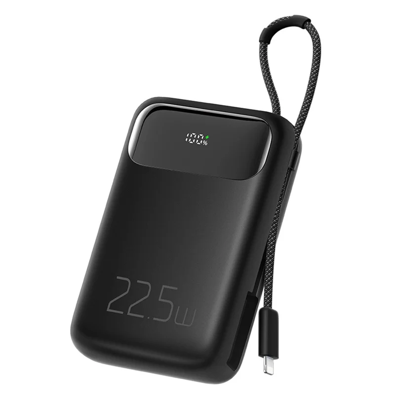 MCDODO MC-325 PD 22.5W Power Bank with iP Cable, 10000mAh Phone Battery Pack Portable Charger - Black