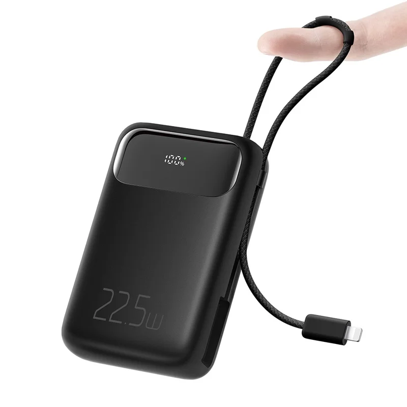 MCDODO MC-325 PD 22.5W Power Bank with iP Cable, 10000mAh Phone Battery Pack Portable Charger - Black