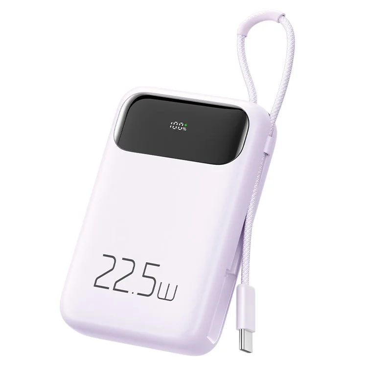 MCDODO MC-324 PD 22,5 W 10 000 mAh Power Bank avec câble USB-C, batterie externe portable chargeur de téléphone - Violet
