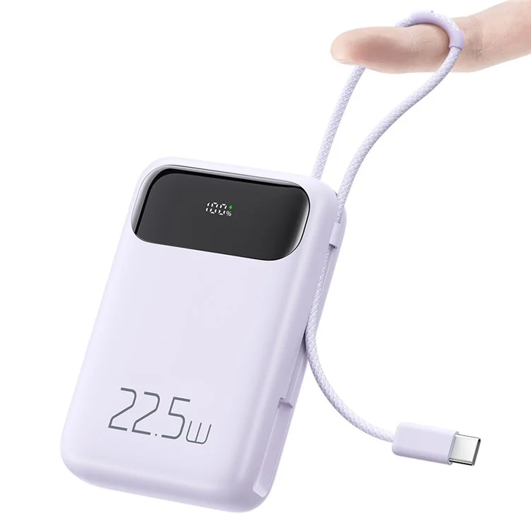 MCDODO MC-324 PD 22,5 W 10 000 mAh Power Bank avec câble USB-C, batterie externe portable chargeur de téléphone - Violet