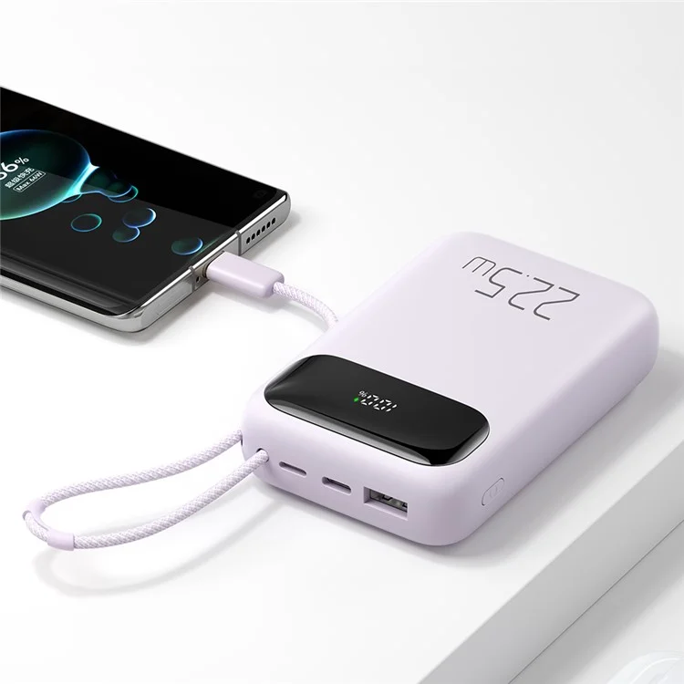 MCDODO MC-324 PD 22,5 W 10 000 mAh Power Bank avec câble USB-C, batterie externe portable chargeur de téléphone - Violet