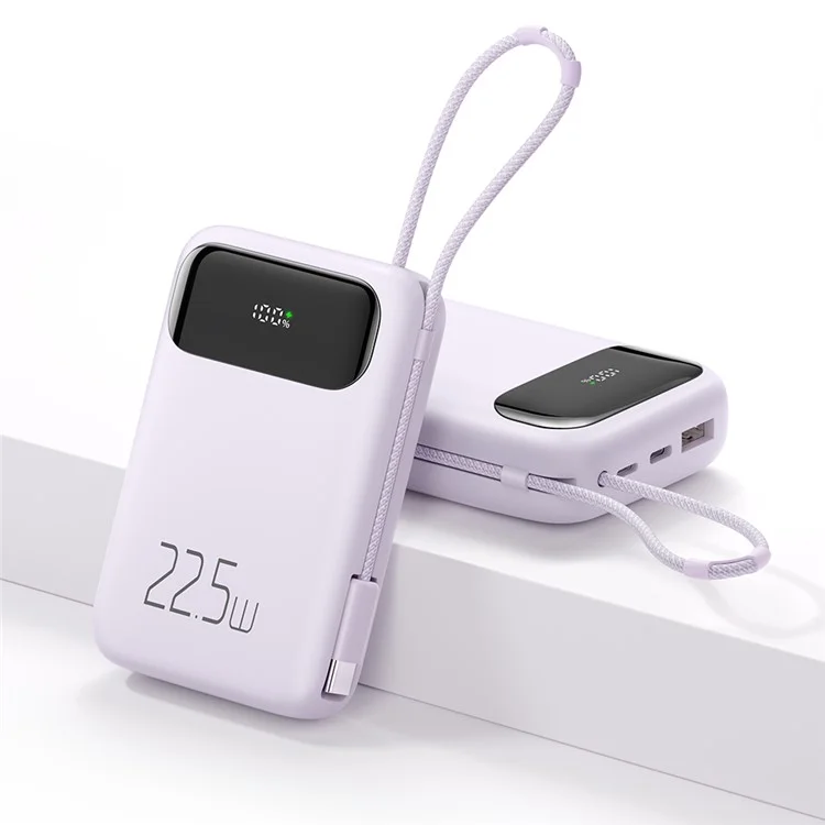 MCDODO MC-324 PD 22,5 W 10 000 mAh Power Bank avec câble USB-C, batterie externe portable chargeur de téléphone - Violet