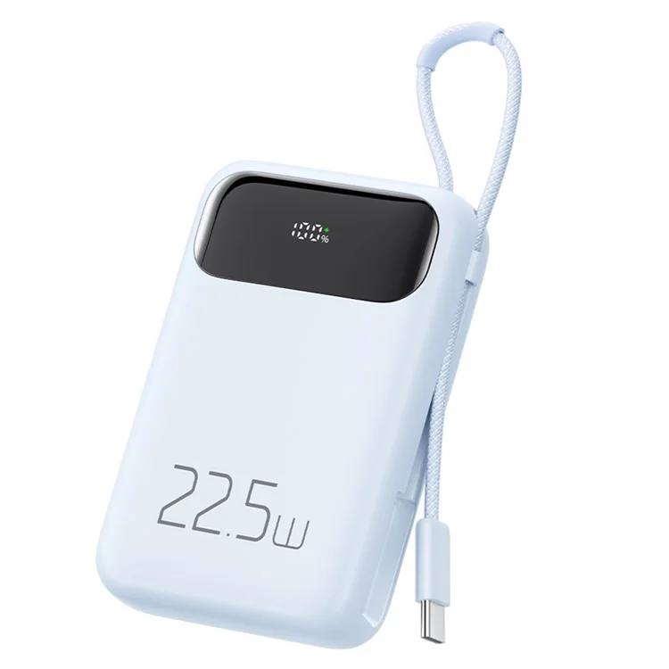 MCDODO MC-324 PD 22.5W 10000mAh Power Bank with USB-C Cable, External Battery Pack Portable Phone Charger - Blue