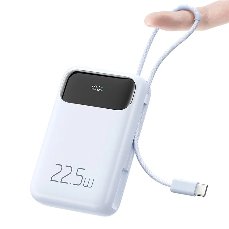 MCDODO MC-324 PD 22.5W 10000mAh Power Bank with USB-C Cable, External Battery Pack Portable Phone Charger - Blue