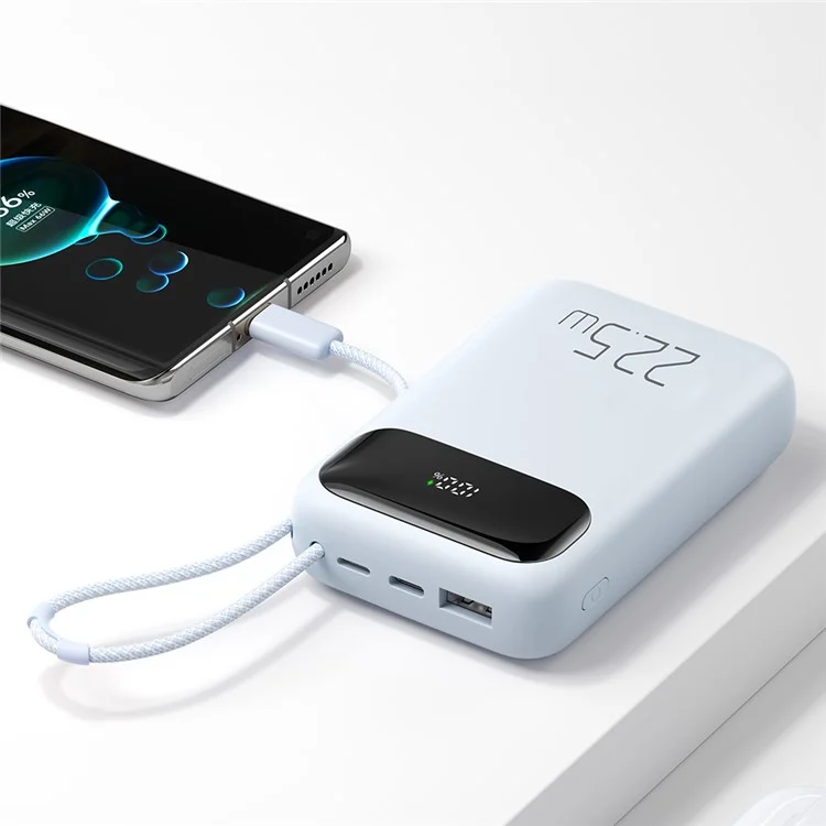 MCDODO MC-324 PD 22.5W 10000mAh Power Bank with USB-C Cable, External Battery Pack Portable Phone Charger - Blue