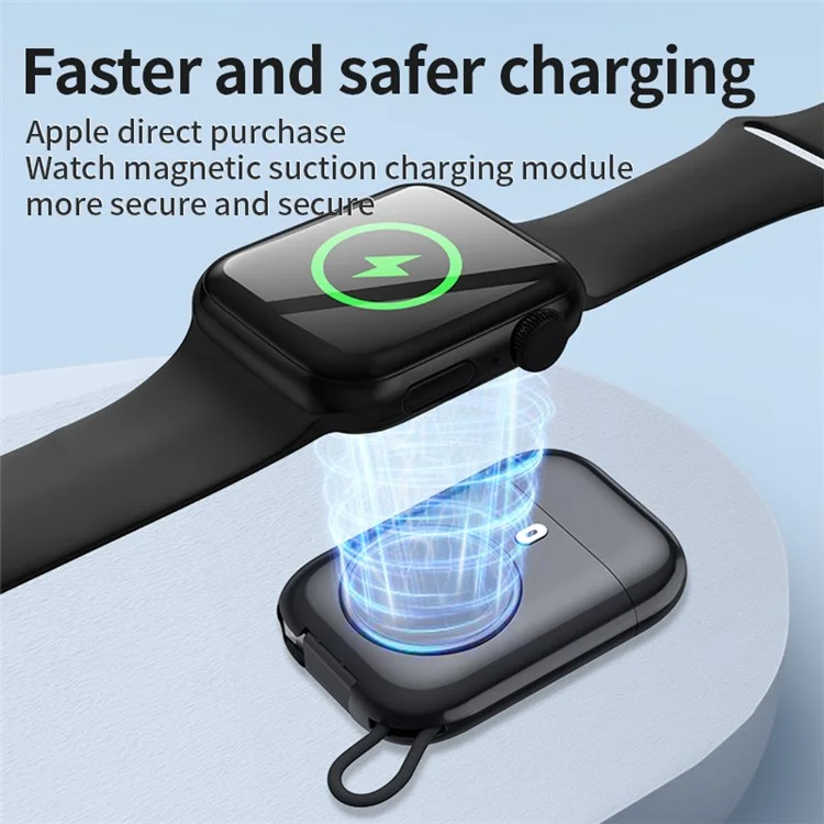 W01 Portable Wireless Charger for Apple Watch Power Bank Magnetic Travel Smart Watch Charger - Black