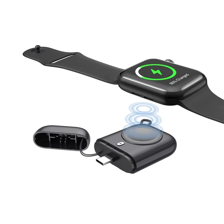 W01 Tragbare kabellose Ladestation für Apple Watch Power Bank Magnetische Reise-Smart-Watch-Ladestation - Schwarz