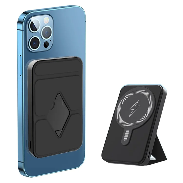 E43A Compatible with Magsafe Battery Pack 5000mAh Magnetic Wireless Power Bank Portable Charger - Black