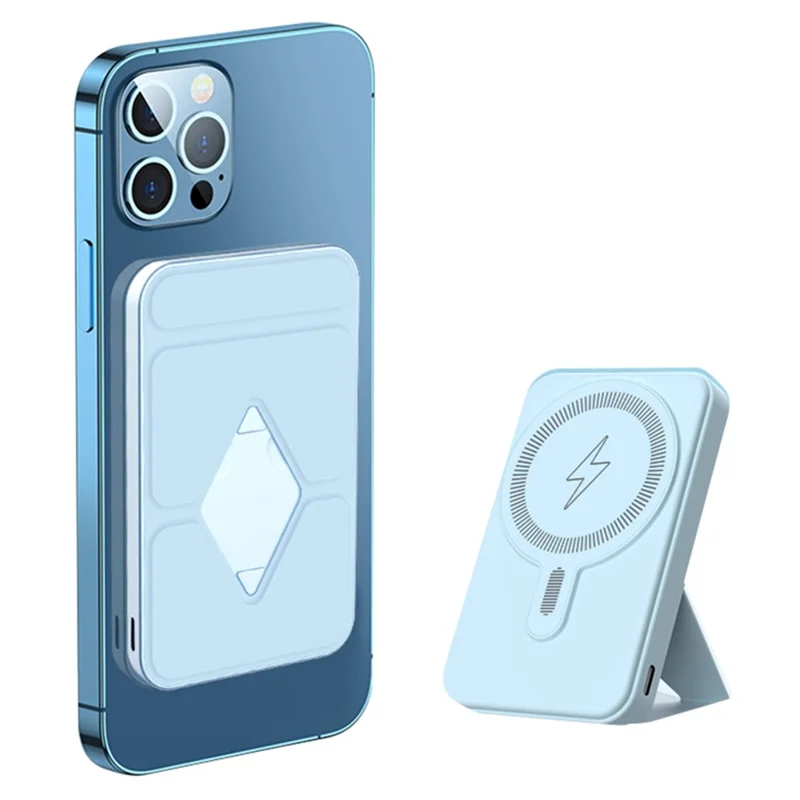 E43A Compatible with Magsafe Battery Pack 5000mAh Magnetic Wireless Power Bank Portable Charger - Sky Blue