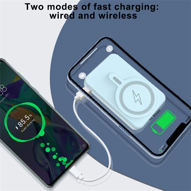E43A Compatible with Magsafe Battery Pack 5000mAh Magnetic Wireless Power Bank Portable Charger - Purple