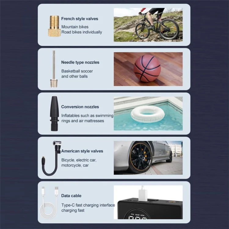 6600mAh 35C Car Jump Starter Air Inflator Power Bank Emergency Battery Charger with Light, Standard Battery Clip Cable