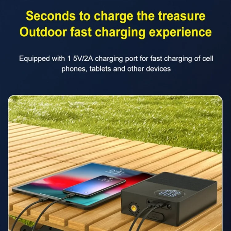 6600mAh 35C Car Jump Starter Air Inflator Power Bank Emergency Battery Charger with Light, Standard Battery Clip Cable