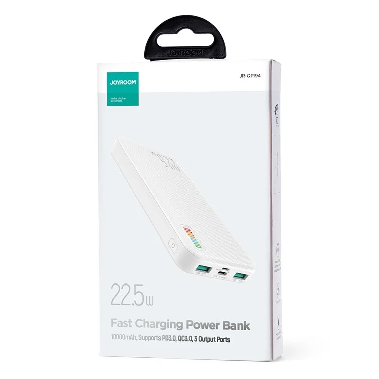 Joyroom JR-QP194 22.5W Super-fast-lade-power Bank 10000mah Tragbares Telefonladegerät Externe Akku - Weiss