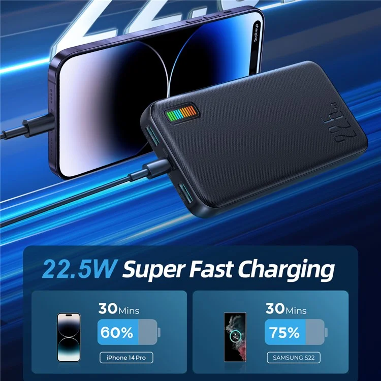 Joyroom JR-QP194 22.5W Super-fast-lade-power Bank 10000mah Tragbares Telefonladegerät Externe Akku - Weiss