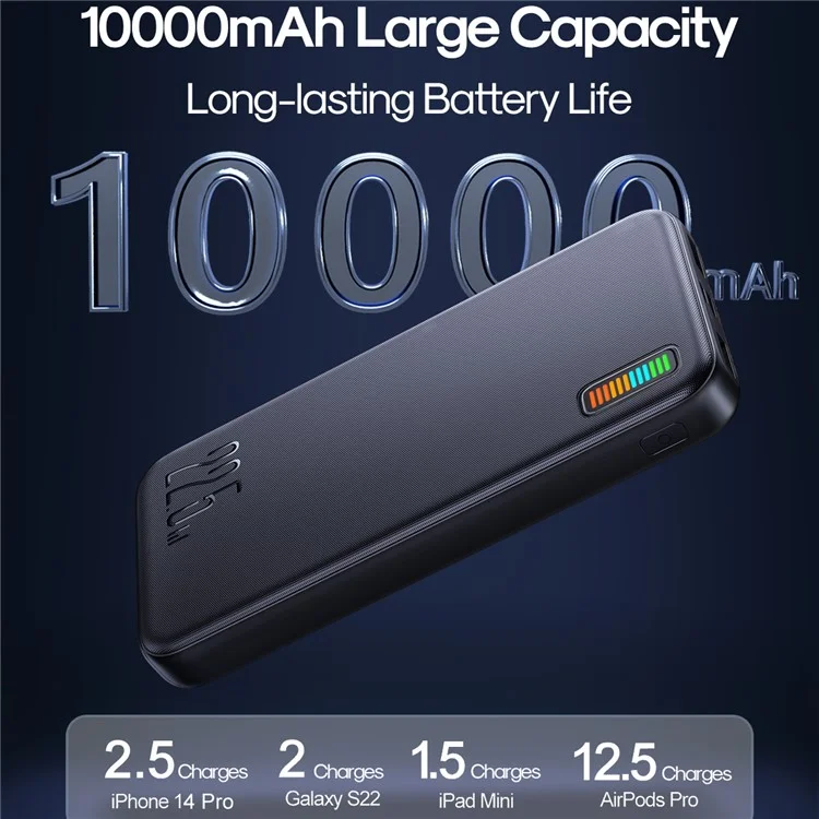 Joyroom JR-QP194 22.5W Super-fast-lade-power Bank 10000mah Tragbares Telefonladegerät Externe Akku - Weiss