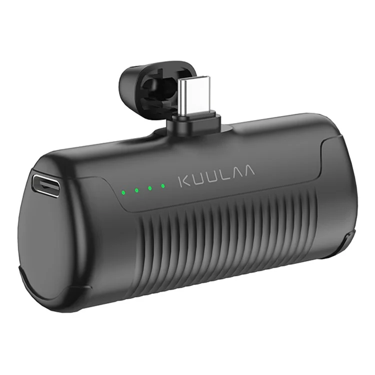 Kuulaa KL-YD47 Kapsel Tragbares Ladegerät ABS+PC Typ-c Power Bank 4500mah Notfall-telefon Akku Batteriepack - Schwarz