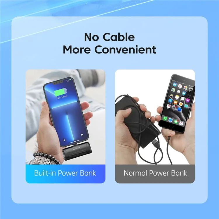 KUULAA KL-YD47 Capsule Portable Charger ABS+PC Type-C Power Bank 4500mAh Emergency Phone Battery Pack - Black