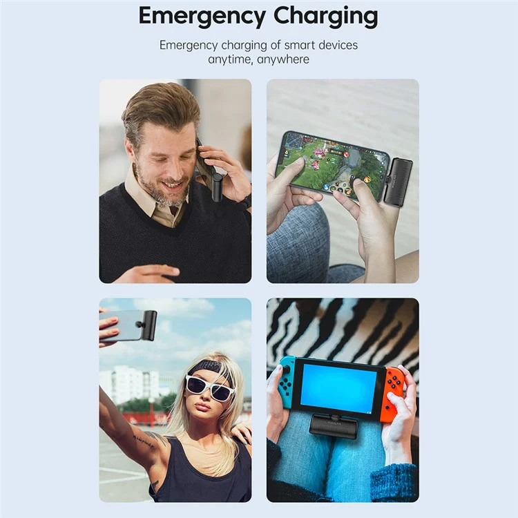 KUULAA KL-YD47 Capsule Portable Charger ABS+PC Type-C Power Bank 4500mAh Emergency Phone Battery Pack - Black