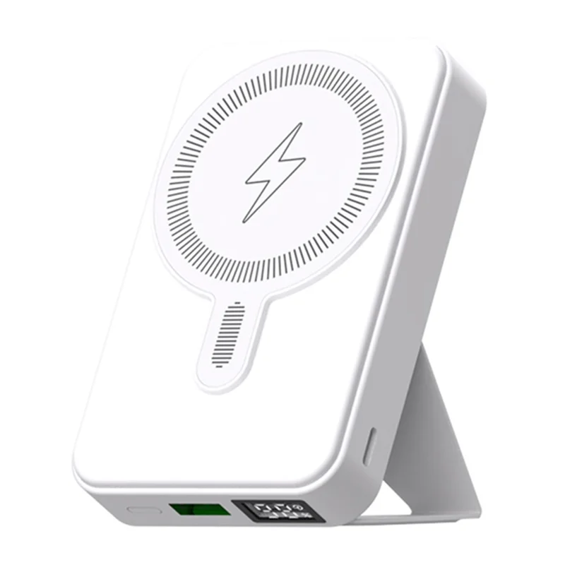 E43B Digital Display Wireless Magnetic Power Bank with Stand 10000mAh Phone Charger Charging - White