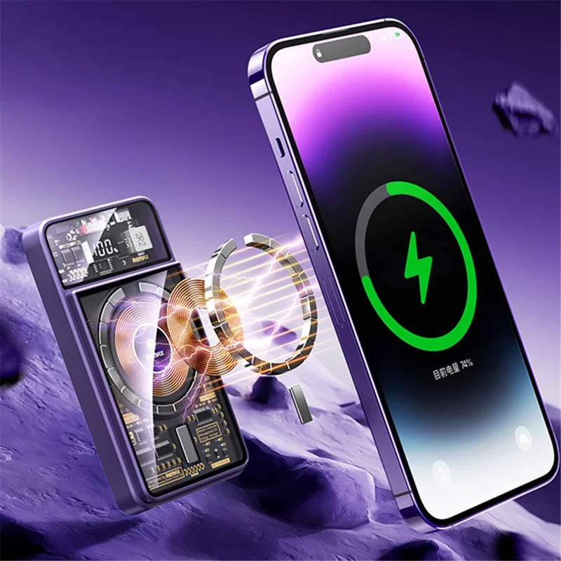 REMAX RPP-580 Walking Phantom 20W + 22.5W Cabled Magnetic Wireless Charger Power Bank 10000mAh External Battery Pack - White