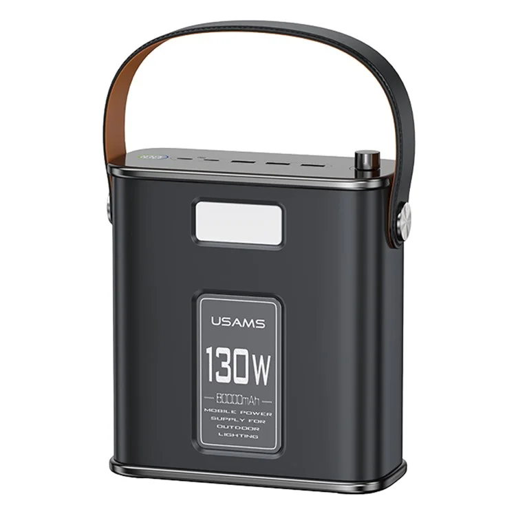 USAMS USAMS-ST CD196 80000mah 130W 2 Type-c + 3 USB-A Power Salant Bank Power Avec PD 100W Type-c to Type-c Câble - Noir