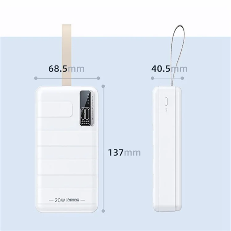 REMAX RPP-506 Power Bank 30000mAh 20W+22.5W PD+QC Caricabatterie rapido per telefono cellulare con display LED - Blu