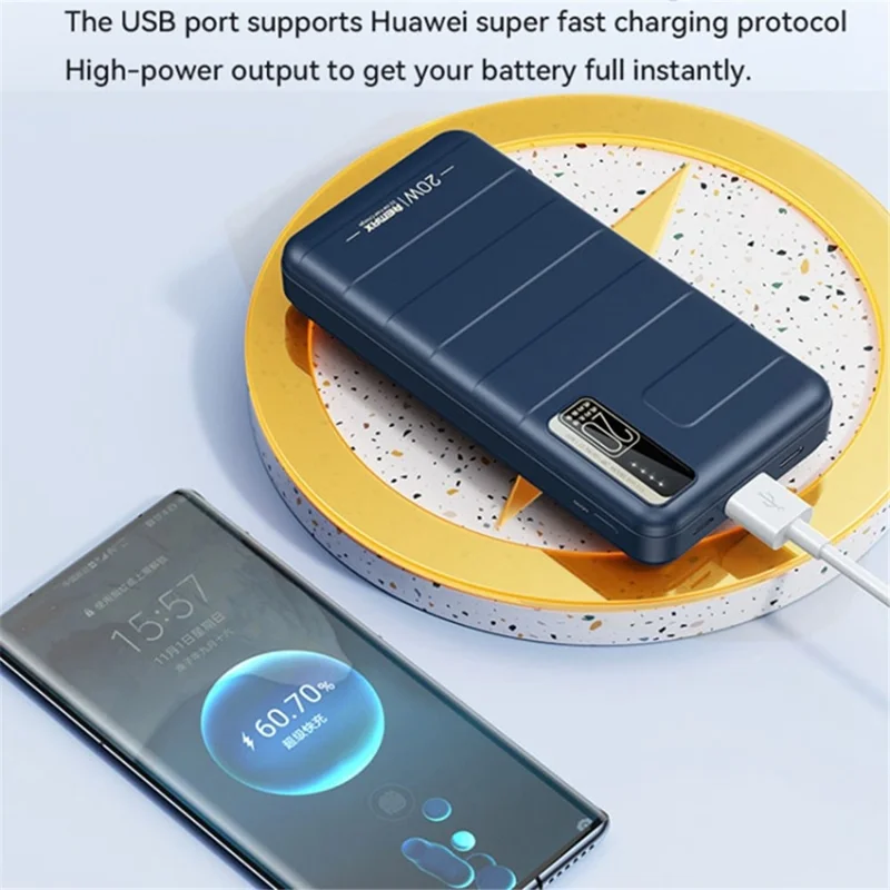 REMAX RPP-316 20W+22.5W PD+QC Fast Charging Power Bank 20000mAh Portable Phone Charger - Blue