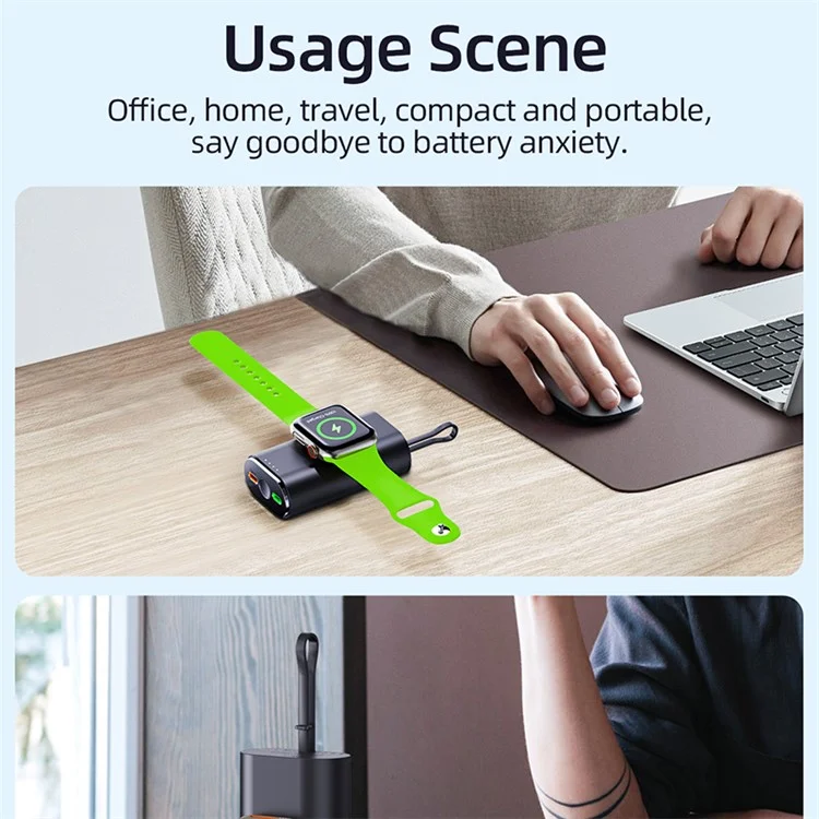 V10A PD 20W Fast Charging Power Bank for Apple Watch 5000mAh Magnetic Portable Phone Charger with iP Cable