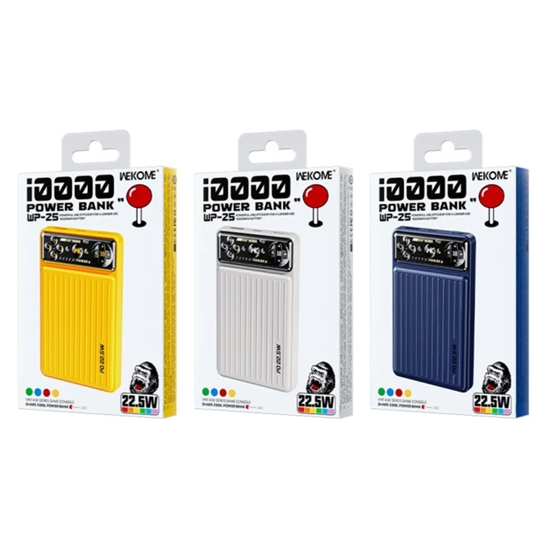 WEKOME WP-25 10000mAh 22.5W Portable Phone Charger Power Bank External Battery - Grey