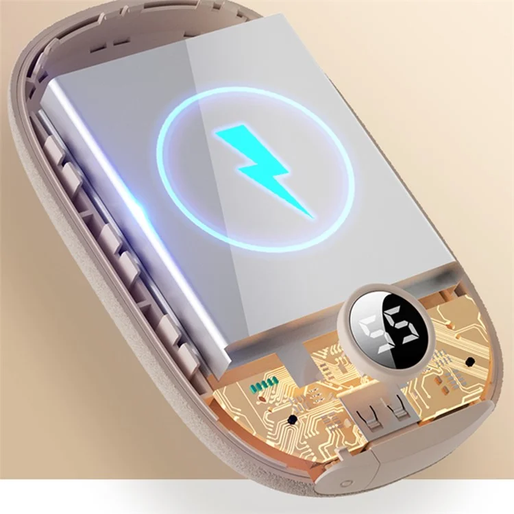 H3 10000mAh 3 Niveaux Affichage Numérique Température Surface Velours Chauffe-Mains Électrique Banque d'Alimentation - Beige 
