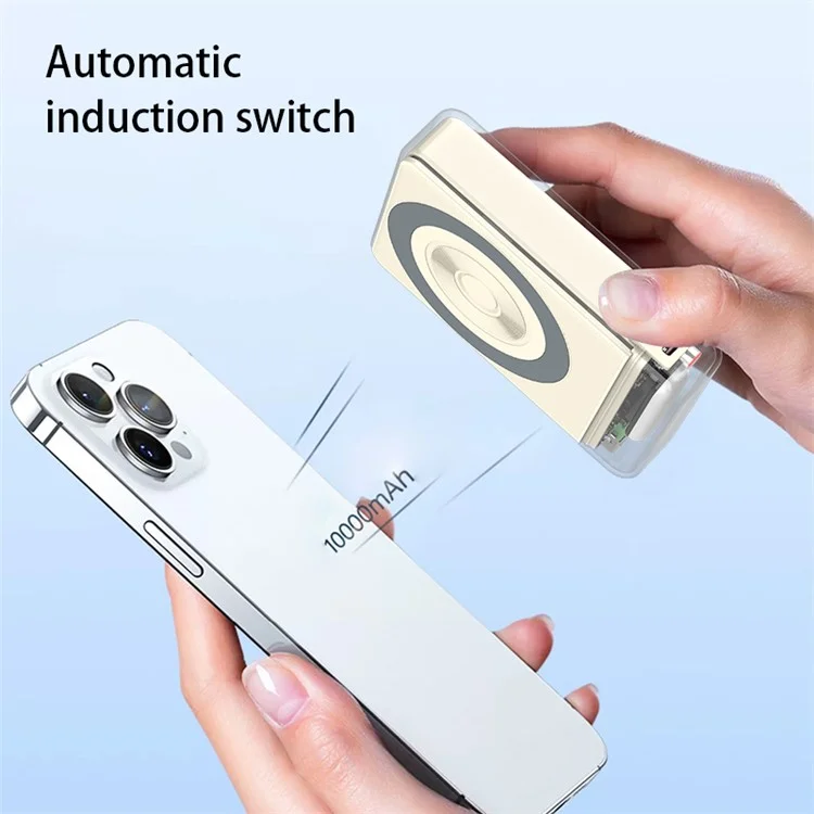 T1 10000mAh Magnetische Wireless-Powerbank Universelles Tragbares Handy-Ladegerät Externe Batterie mit LED-Beleuchtung - Schwarz