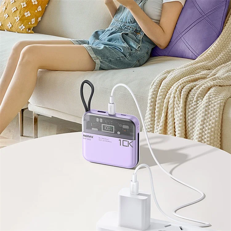 REMAX RPP-602 Pro 20W+22.5W Dual Kabel Schnellladung Powerbank 10000mAh Tragbare Ladegerät - Weiß