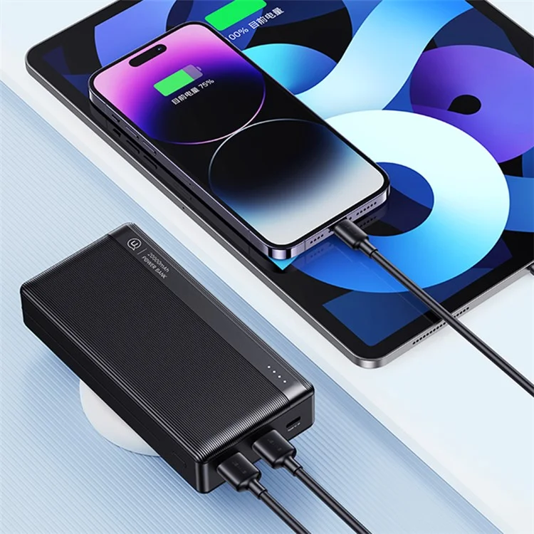 USAMS US-CD205 PB71 Batería Externa de 2 Puertos USB de 10000mAh Cargador Portátil de Teléfono - Blanco