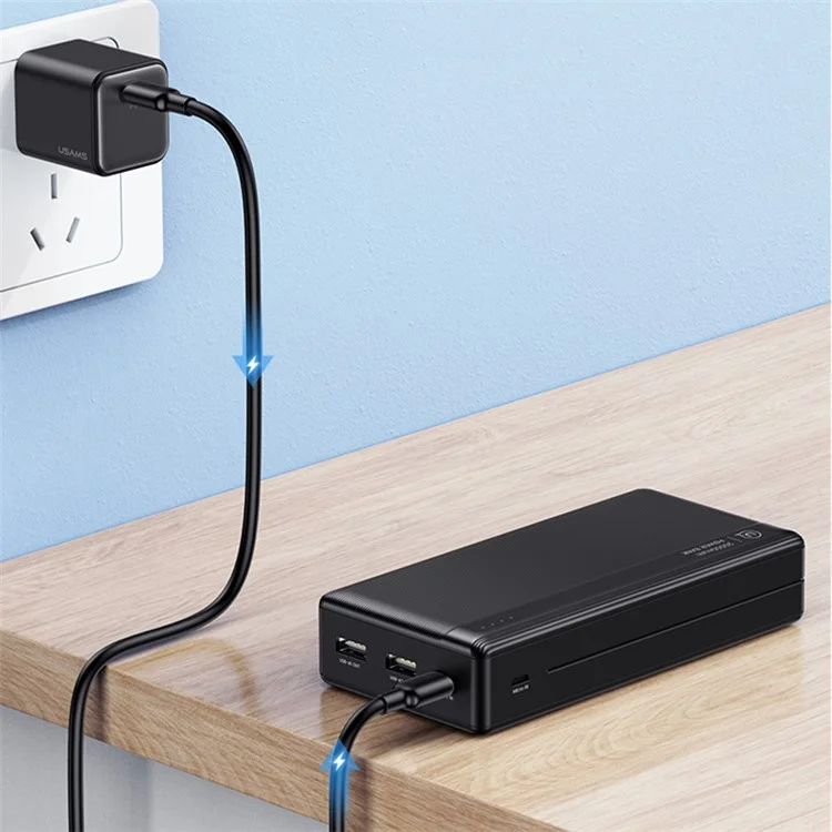 USAMS US-CD205 PB71 Batería Externa de 2 Puertos USB de 10000mAh Cargador Portátil de Teléfono - Blanco