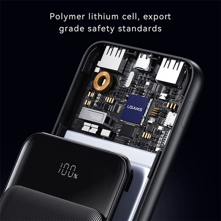 USAMS USAMS US-CD202 XY Serie 30000mah 2 USB + 1 Type-C Power Bank Battery Battery Battery Battery Con Pantalla Digital