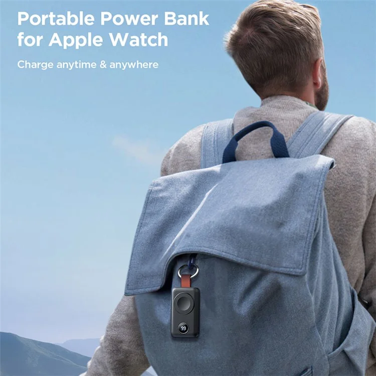 Joyroom JR-WQW01 2000mah Charger de Montre Sans Fil Portable Pour Apple Watch Series 8 / 7 / 6 / 5 / 4 / 3 / 2 / Se, Ultra Power Bank Smart Keychain Charger