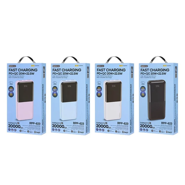 REMAX RPP-623 Portable Charger 20000mAh 20W+22.5W PD+QC Fast Charging Power Bank - Black