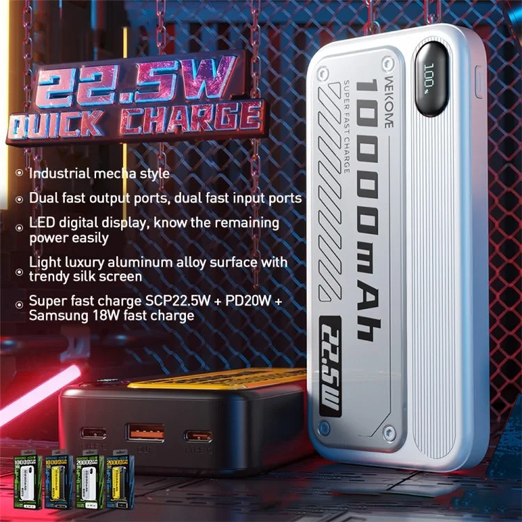 WEKOME WP-40 Portable Charger 10000mAh Power Bank 22.5W Ultra Fast Charging Battery Pack - White