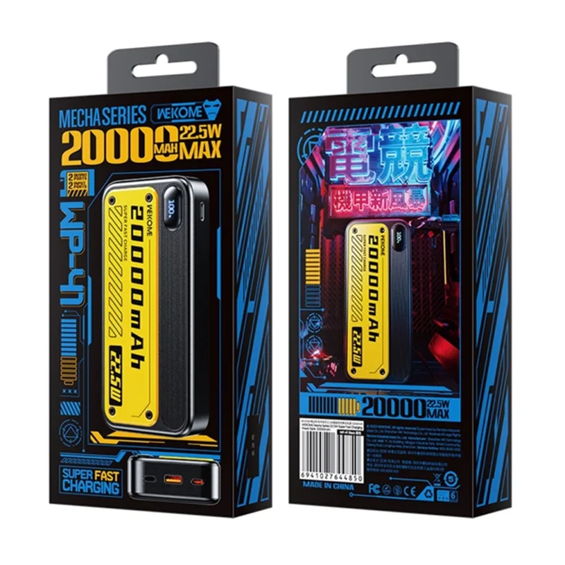 WEKOME WP-41 20000mAh Power Bank 22.5W Ultra Fast Charging External Battery Pack with Digital Display - Black