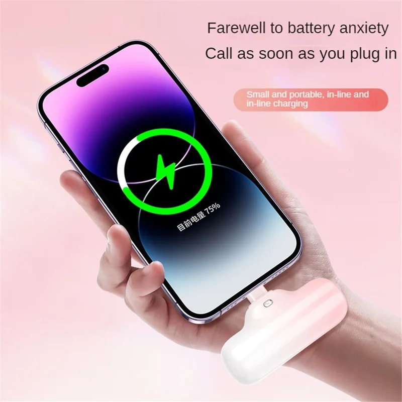Z9 Mini Portable 4000mAh Phone Power Bank 5V 2.1A Fast Charger Compact Battery Pack for iOS  /  Android - Pink White  /  Type-C