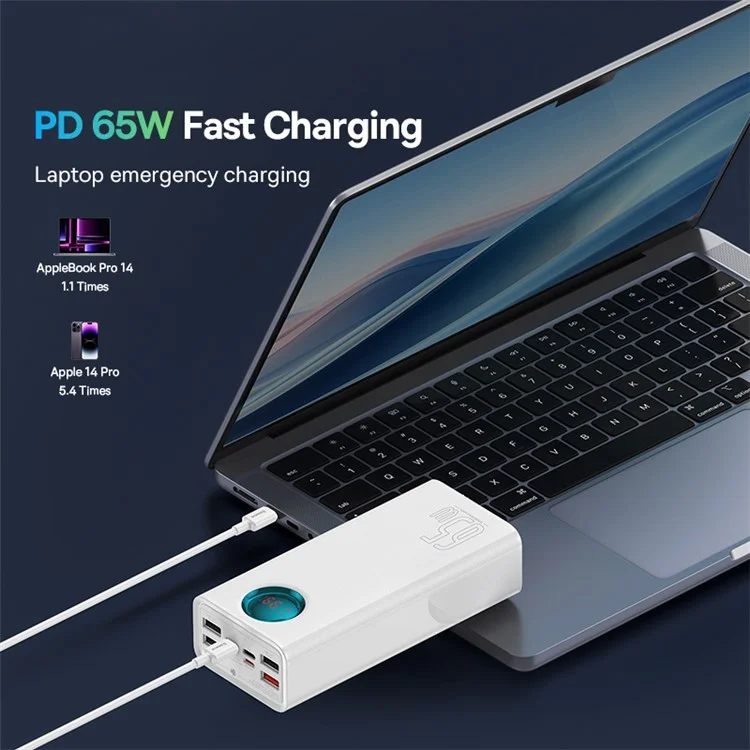 BASEUS Amblight Digital Display Fast Charge Power Bank 26800mAh 65W High Power Portable Phone Charger - White