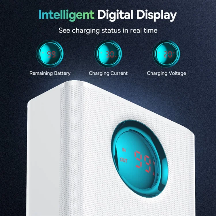 BASEUS Amblight Digital Display Fast Charge Power Bank 26800mAh 65W High Power Portable Phone Charger - White