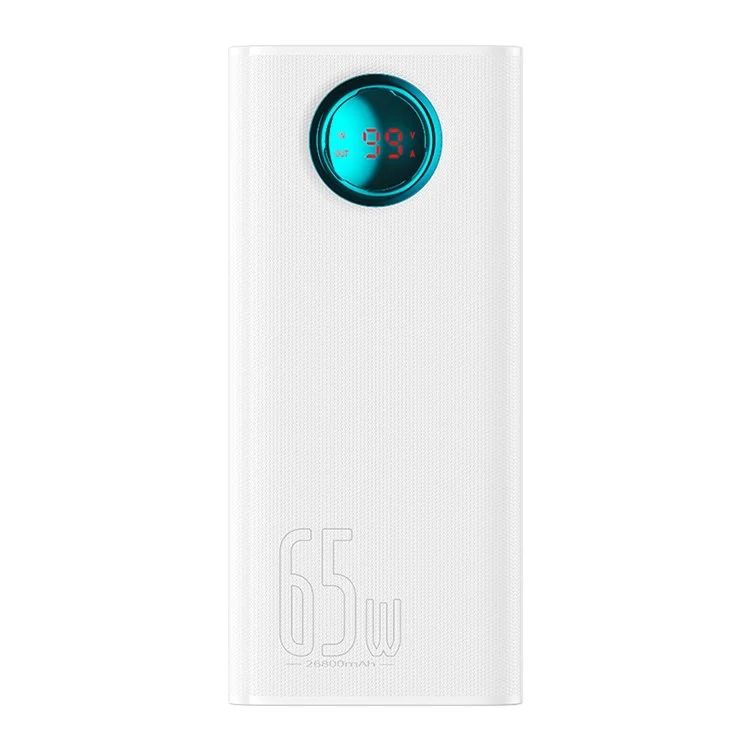 BASEUS Amblight Digital Display Fast Charge Power Bank 26800mAh 65W High Power Portable Phone Charger - White