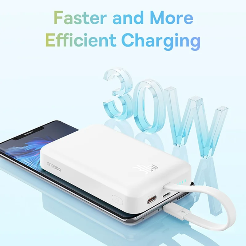 BASEUS Magnetic Mini Wireless Fast Charge Power Bank Type-C Edition 10000mAh 30W Battery Pack - White