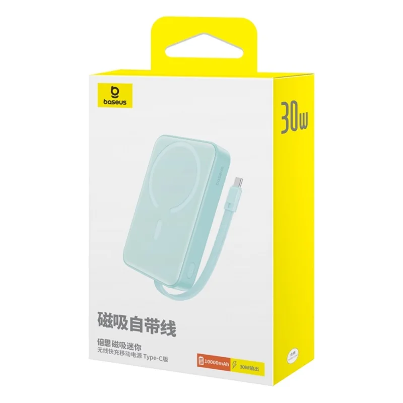 BASEUS Magnetic Mini Wireless Fast Charge Power Bank Type-C Edition 10000mAh 30W Battery Pack - Blue