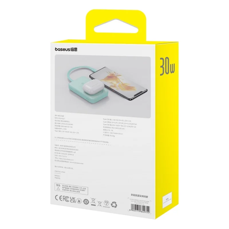 BASEUS Magnetic Mini Wireless Fast Charge Power Bank Type-C Edition 10000mAh 30W Battery Pack - Blue