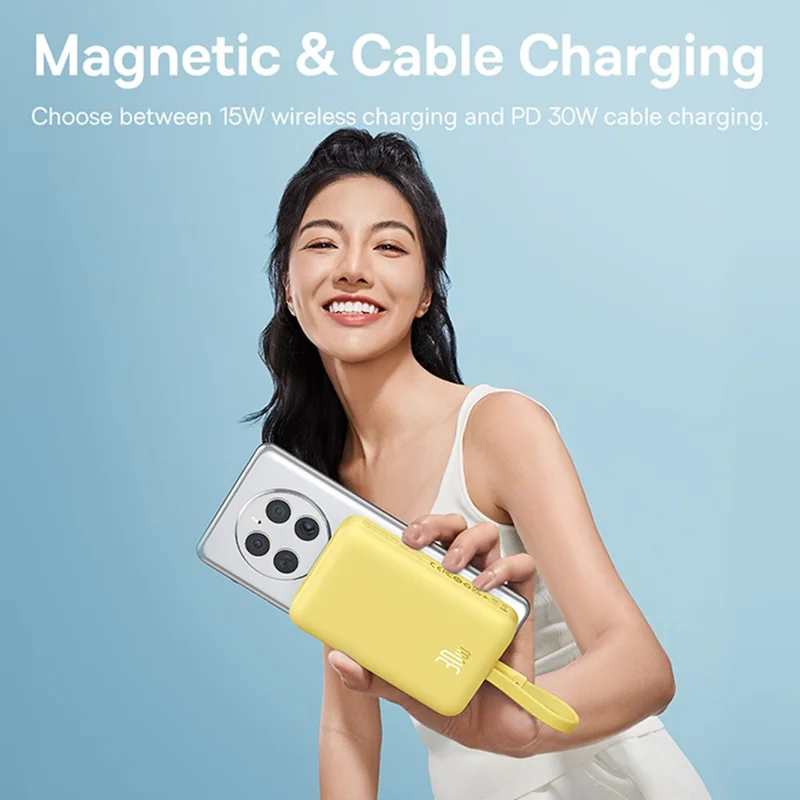 BASEUS Magnetic Mini Wireless Fast Charge Power Bank Type-C Edition 10000mAh 30W Battery Pack - Yellow