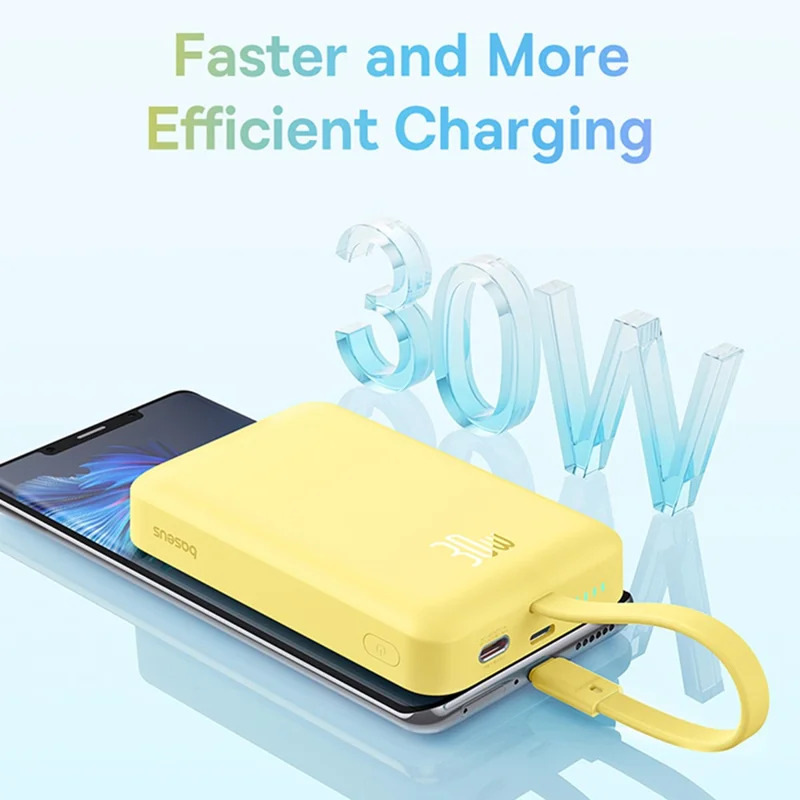 BASEUS Magnetic Mini Wireless Fast Charge Power Bank Type-C Edition 10000mAh 30W Battery Pack - Yellow