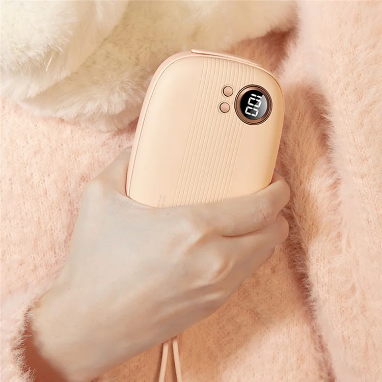01D Hand Warmer Portable 2-in-1 10000mAh Power Bank Heating Great Gift with Digital Display (without CE) - Pink
