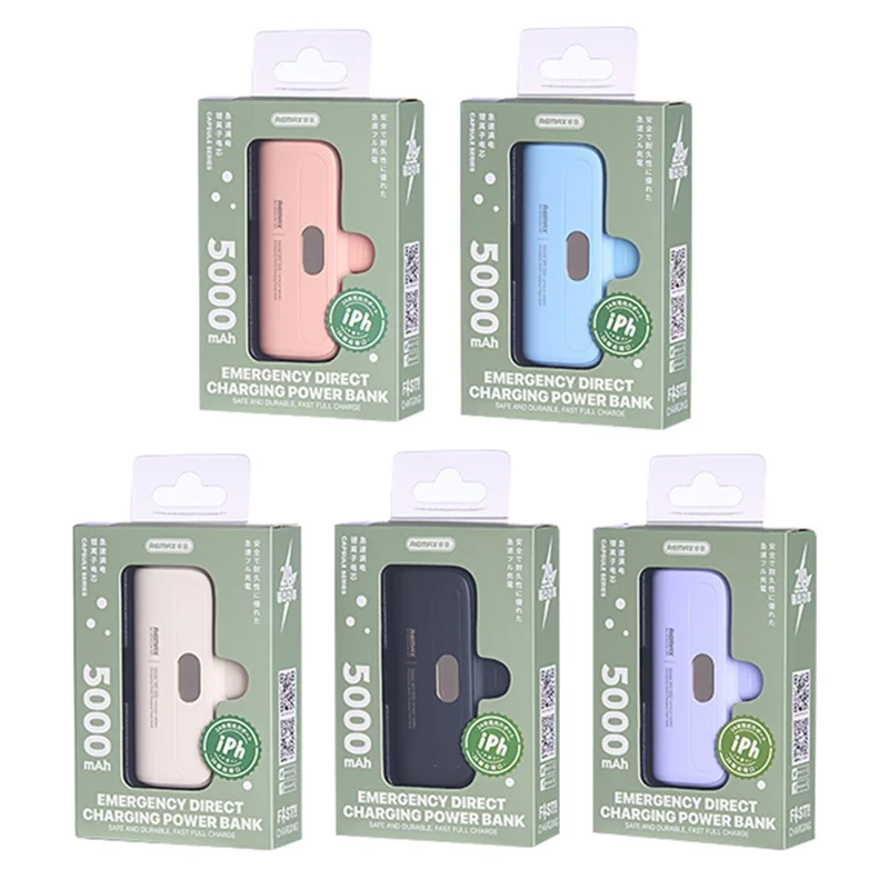 REMAX RPP-632 Capsule Series 2A Type-C Emergency Direct Charge Power Bank 5000mAh External Phone Battery - Blue